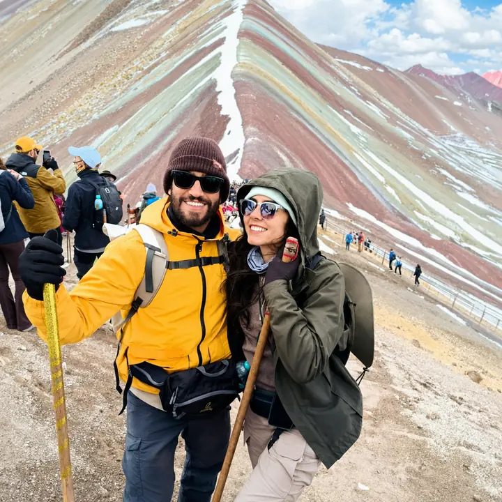 Hiking Together at Vinicunca Rainbow Mountain