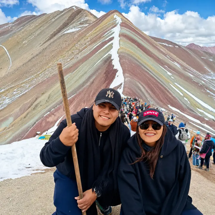 Together Above Snowy Rainbow Mountain