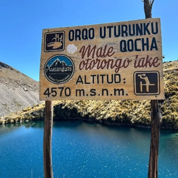 Orqo Uturunko Qocha lake on the Ausangate 7 Lakes Tour near Cusco, Peru